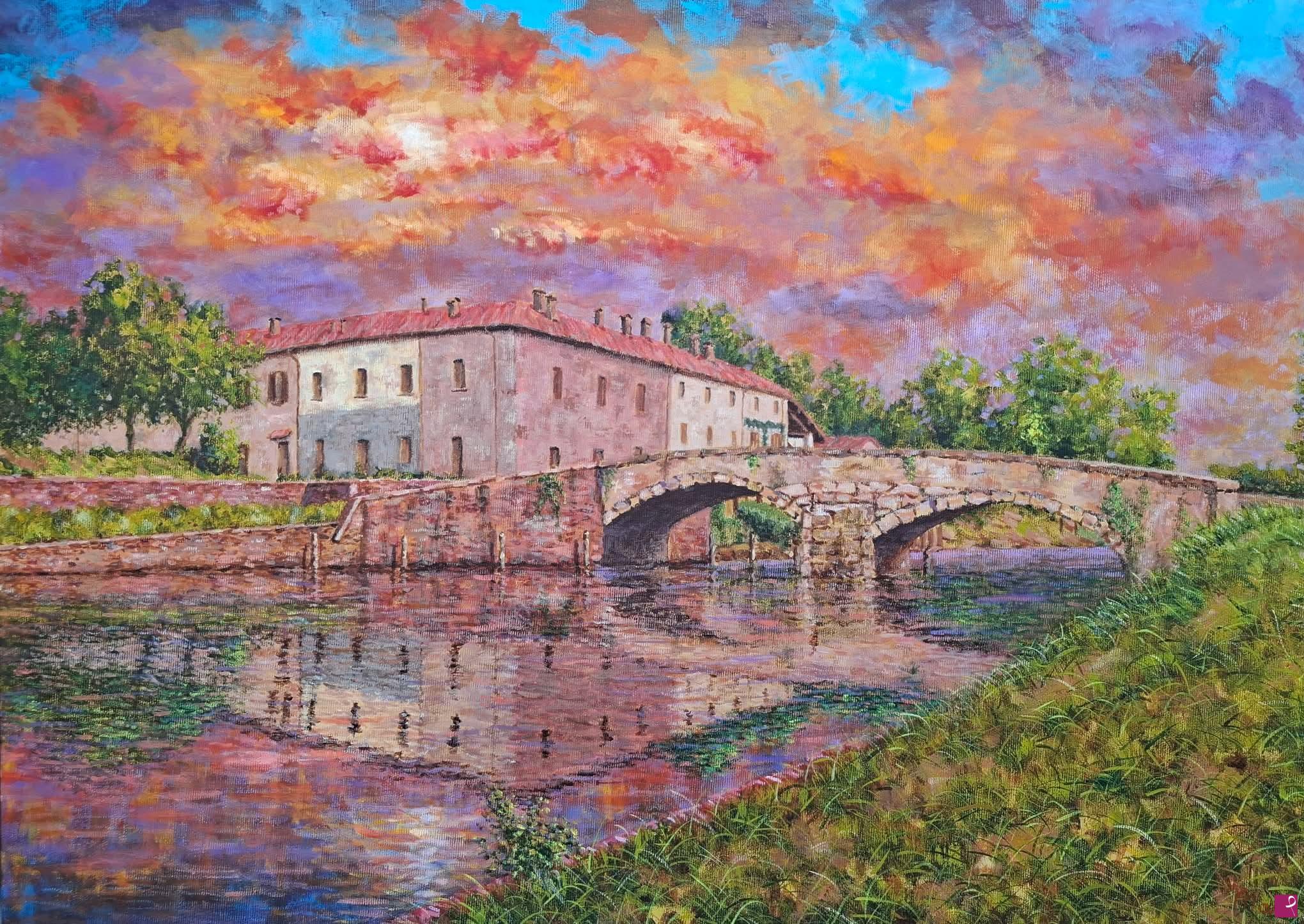 quadri in vendita online - TRAMONTO A CASTELLETTO DI CUGGIONO 