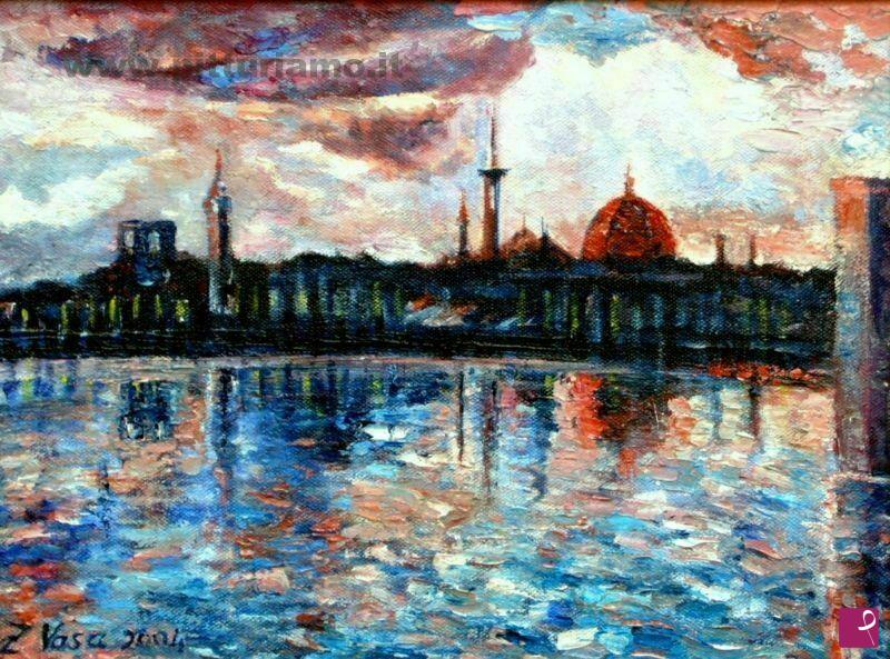 quadri in vendita online - Tramonto a Firenze