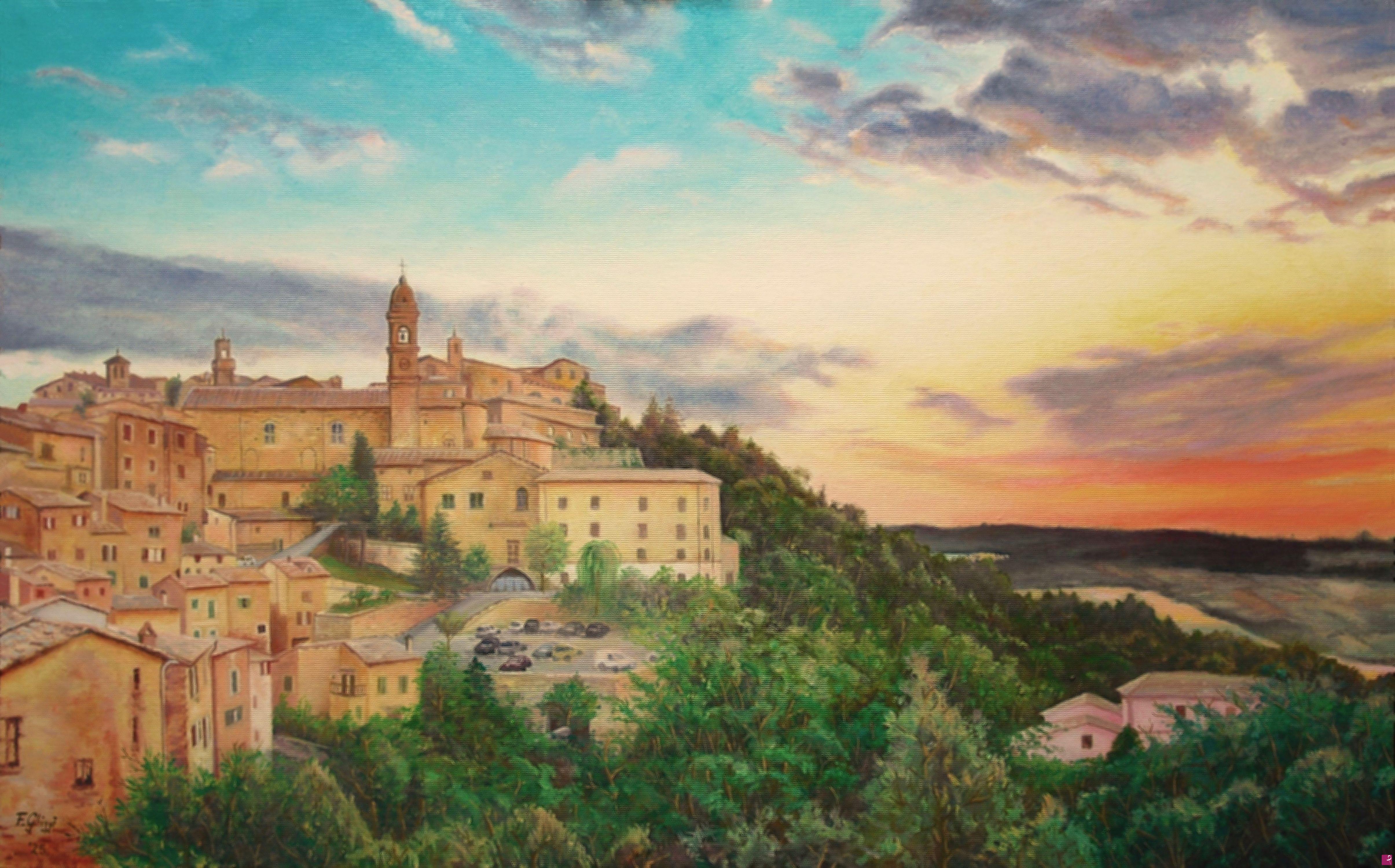 quadri in vendita online - Tramonto a Montepulciano