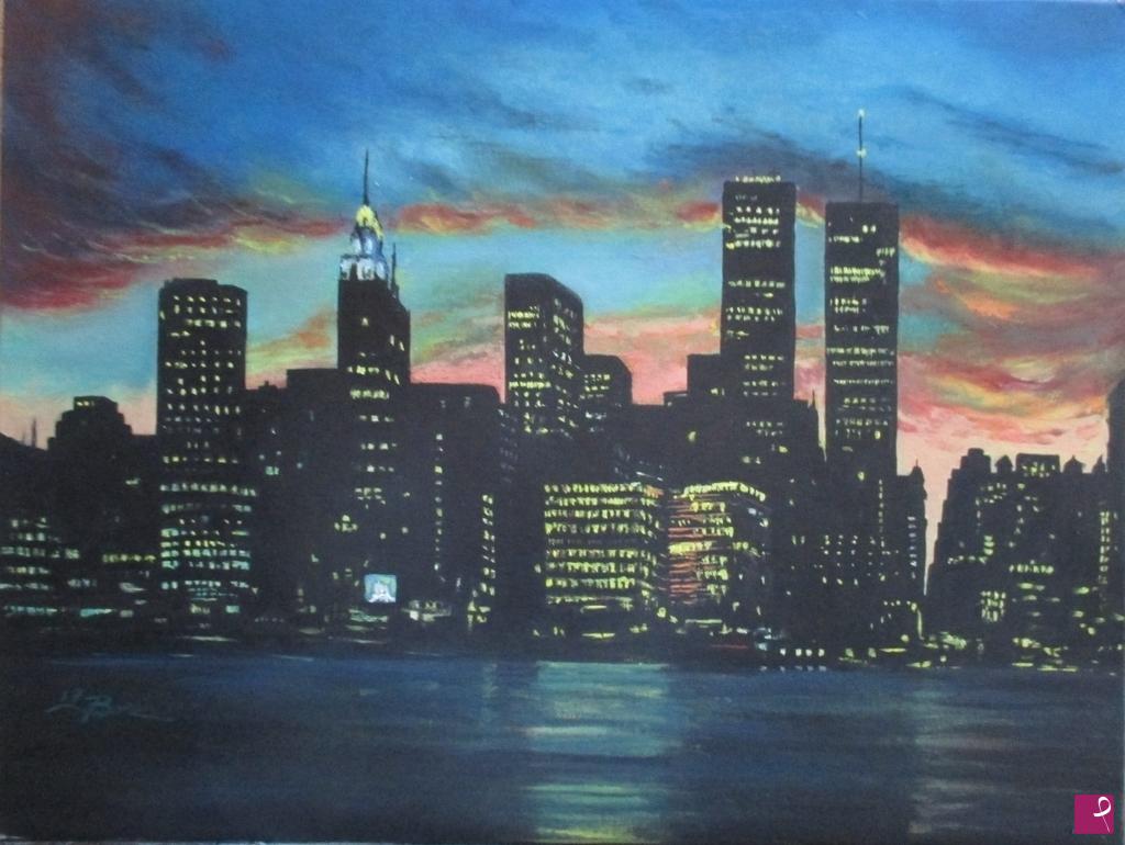 quadri in vendita online - Tramonto a New York