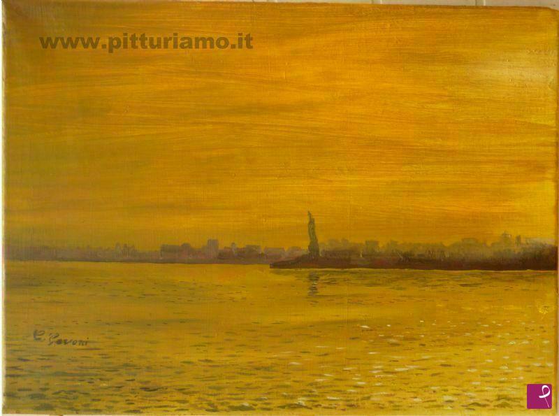 quadri in vendita online - Tramonto a New York