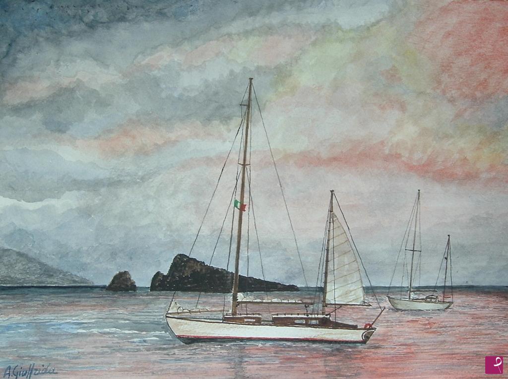 quadri in vendita online - Tramonto a Panarea