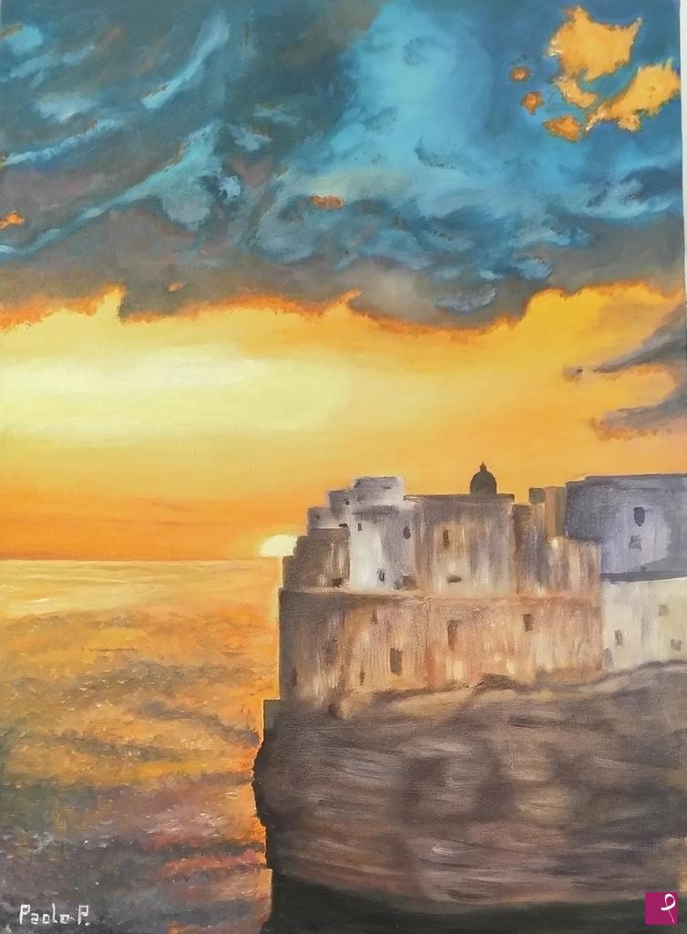 quadri in vendita online - Tramonto a Polignano