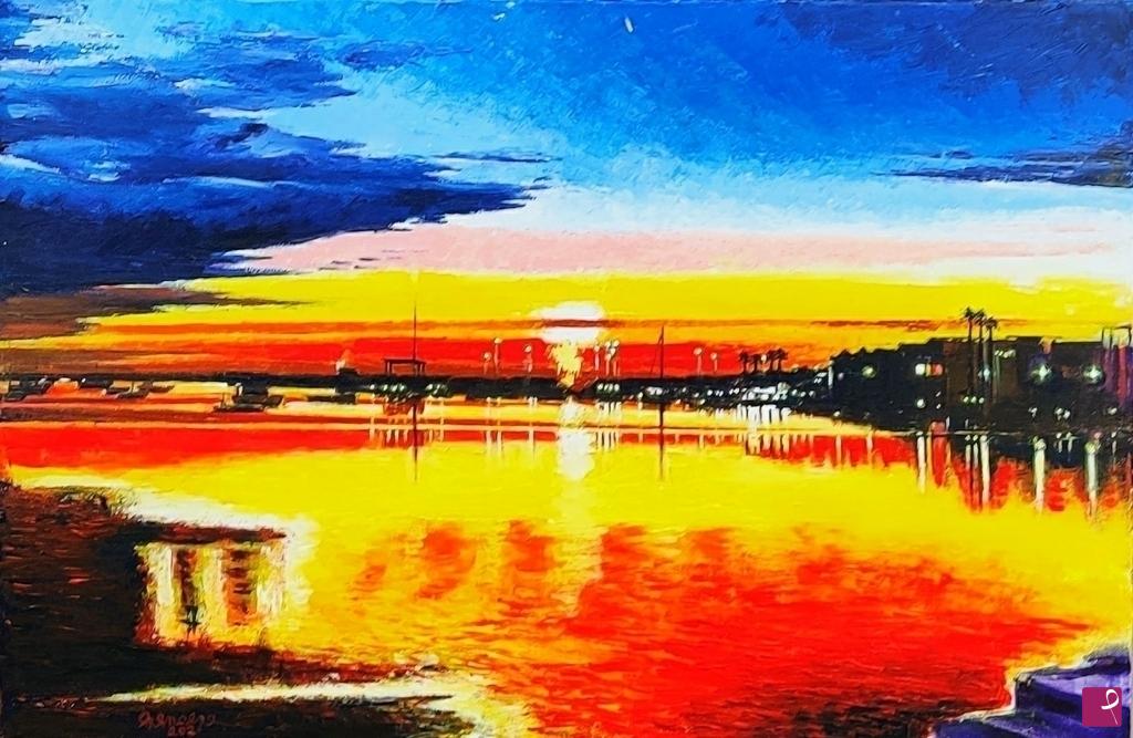 quadri in vendita online - Tramonto a Porto Cesareo.