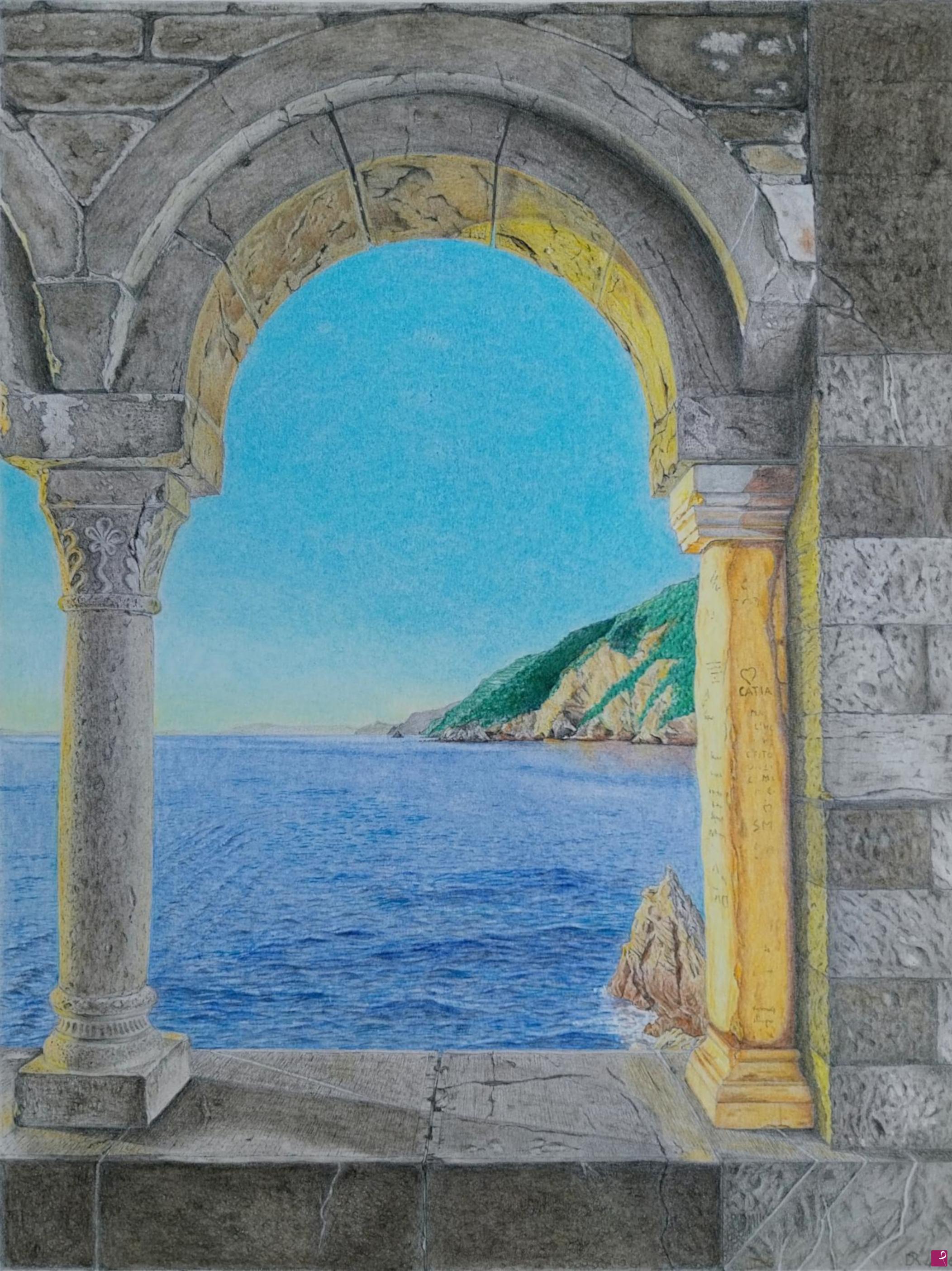 quadri in vendita online - Tramonto a Portovenere