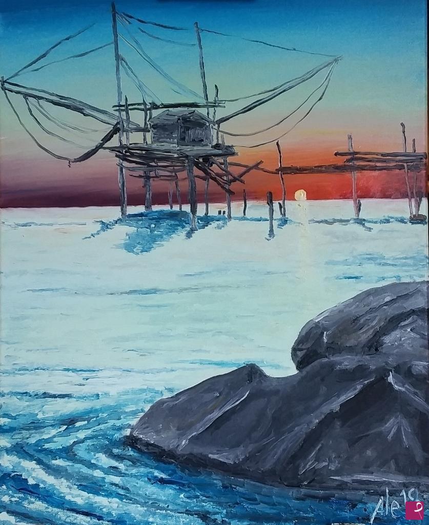 quadri in vendita online - Tramonto a san vito marina 