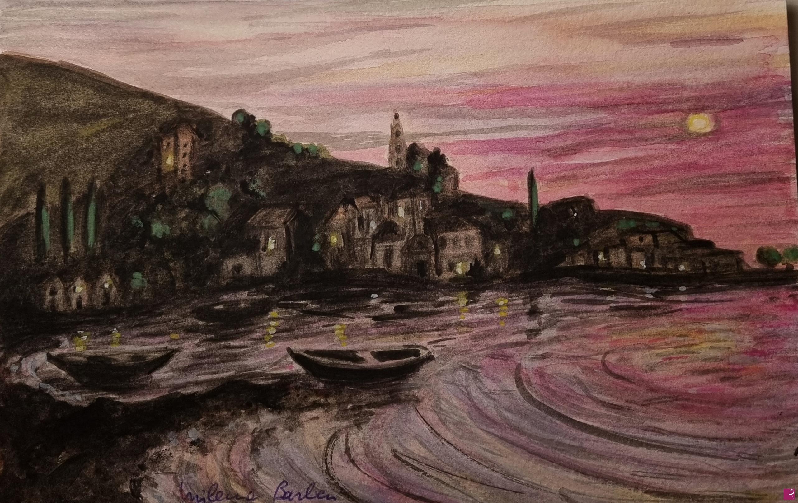 quadri in vendita online - Tramonto a Symi