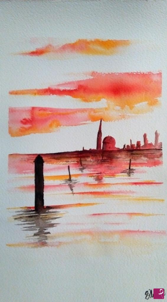 quadri in vendita online - Tramonto a Venezia