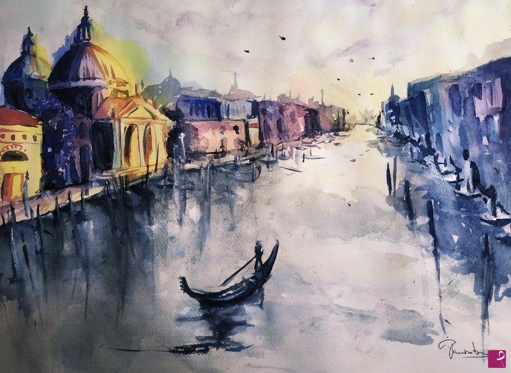 quadri in vendita online - Tramonto a Venezia