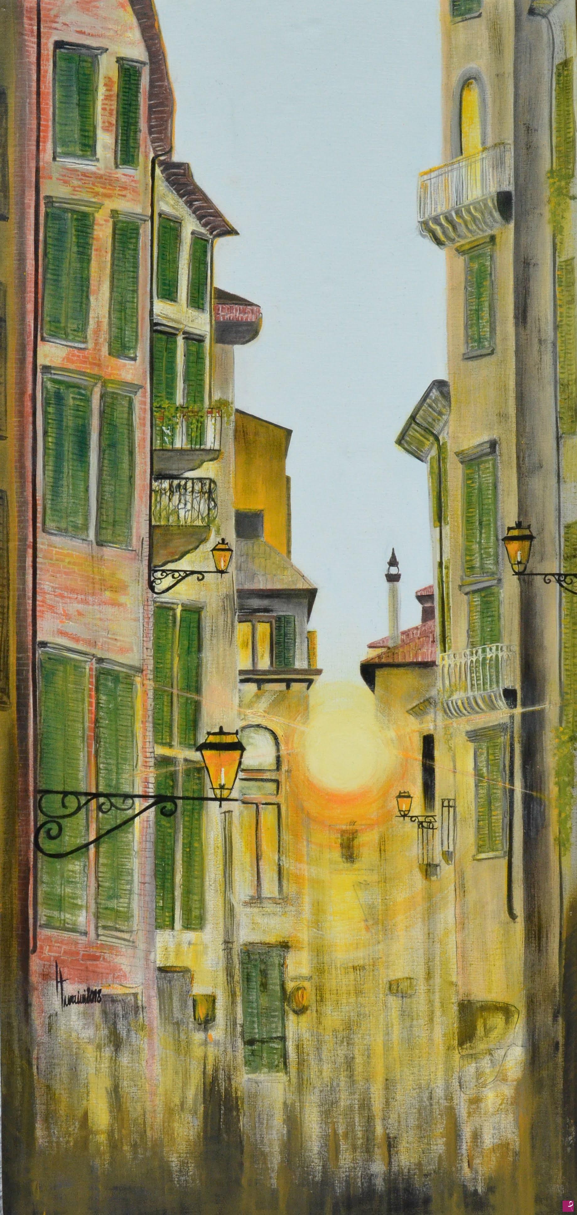 quadri in vendita online - Tramonto a Vicenza 2018