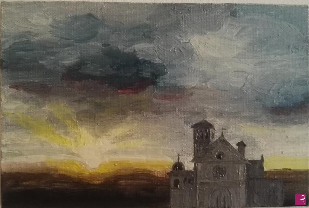 quadri in vendita online - Tramonto ad Assisi