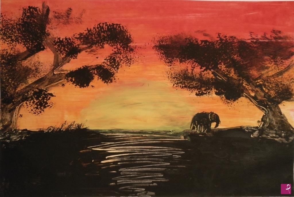 quadri in vendita online - Tramonto africano