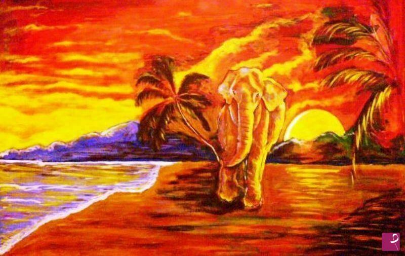 quadri in vendita online - Tramonto Africano