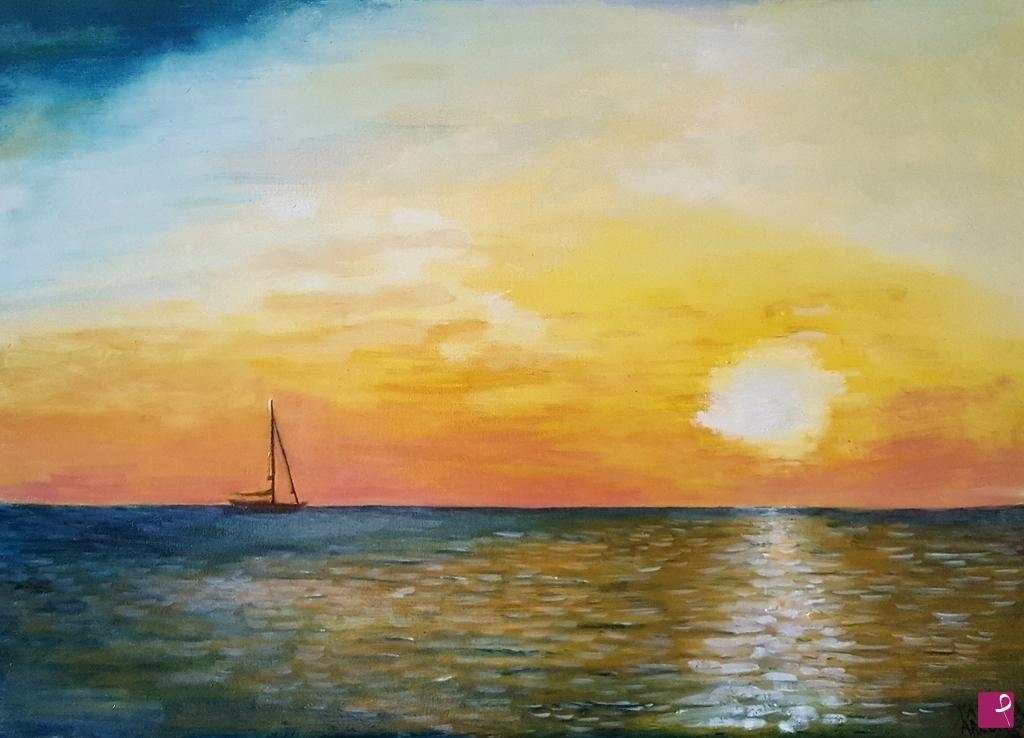 quadri in vendita online - Tramonto al mare