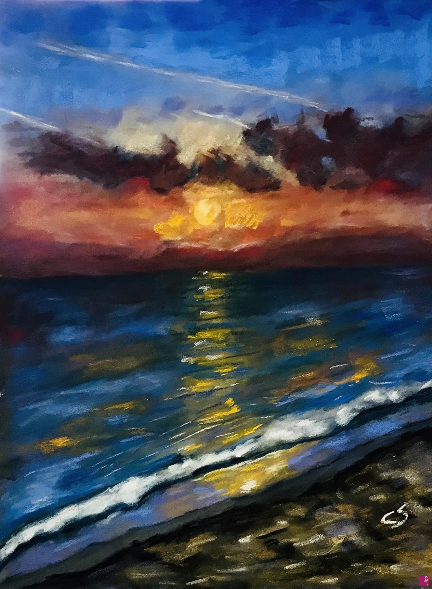 quadri in vendita online - Tramonto al mare