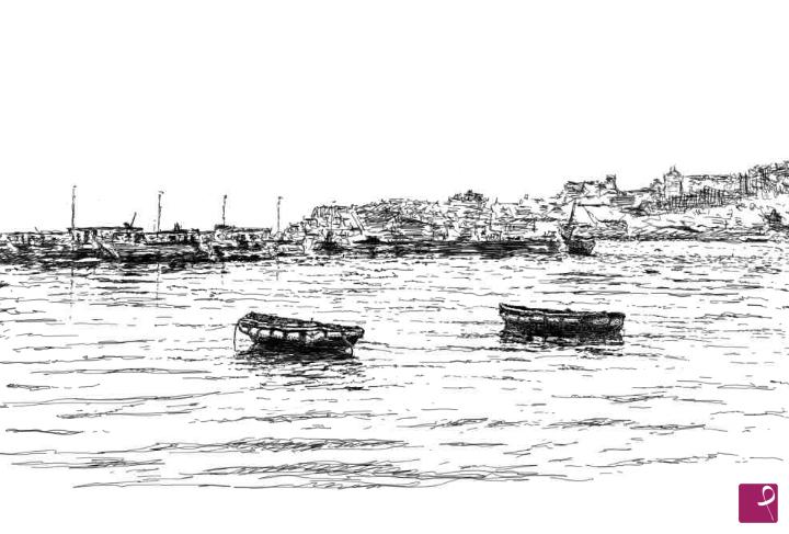 quadri in vendita online - Tramonto al porto di Gaeta