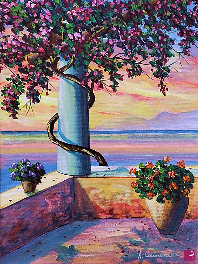 quadri in vendita online - Tramonto al sud  - www.paesaggicammarata.it