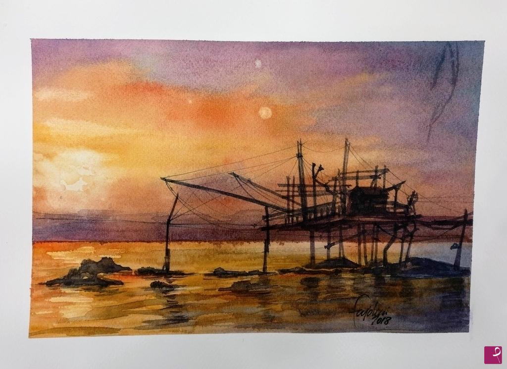 quadri in vendita online - tramonto al trabucco