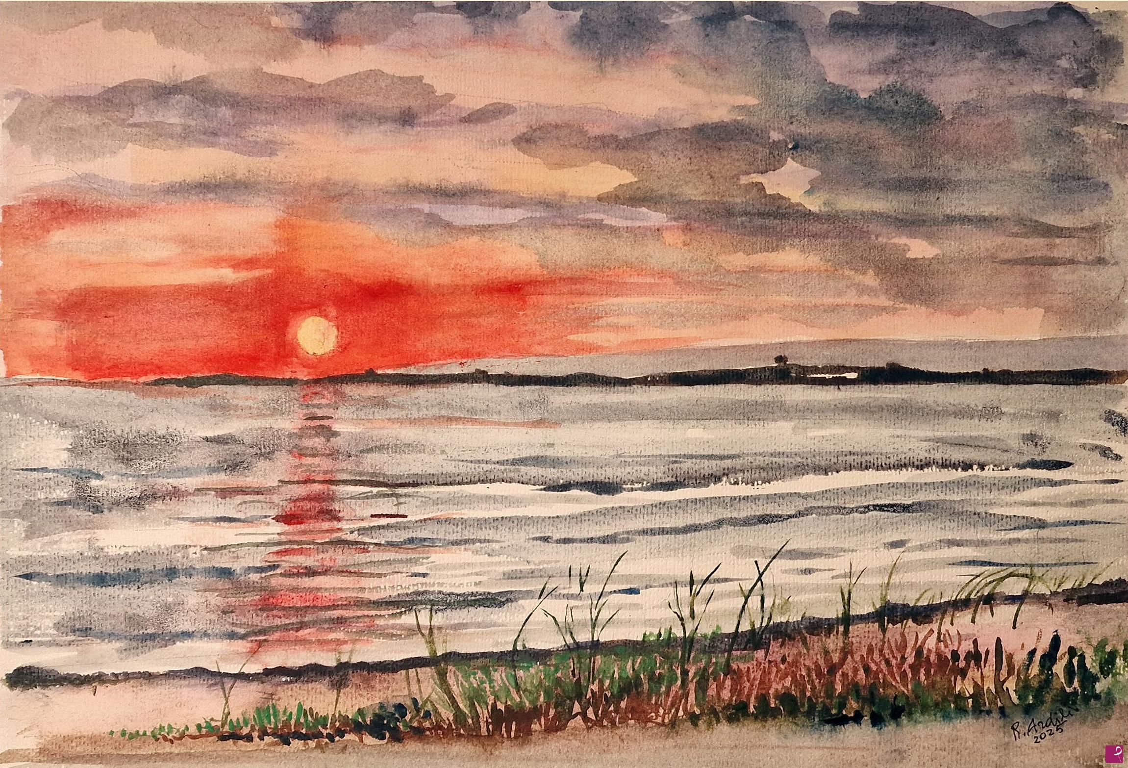 quadri in vendita online - Tramonto alla Marza