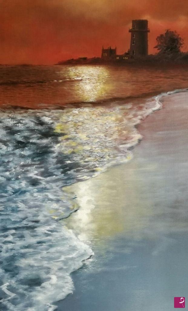 quadri in vendita online - Tramonto alla tonnara Florio all'Arenella di Palermo