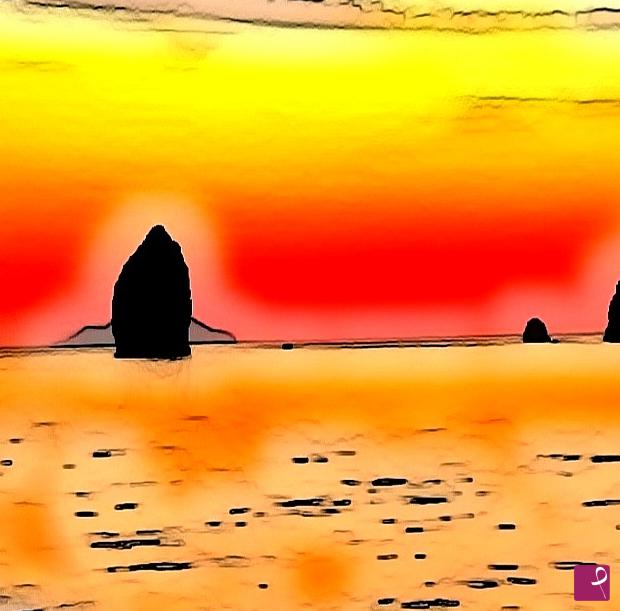 quadri in vendita online - Tramonto alle Eolie
