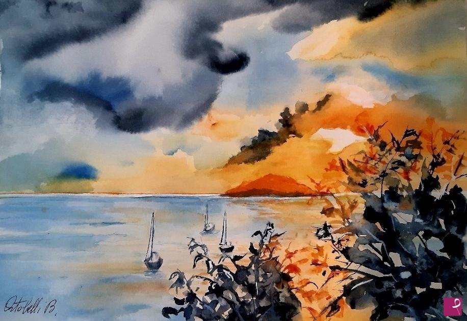 quadri in vendita online - Tramonto alle isole Vergini