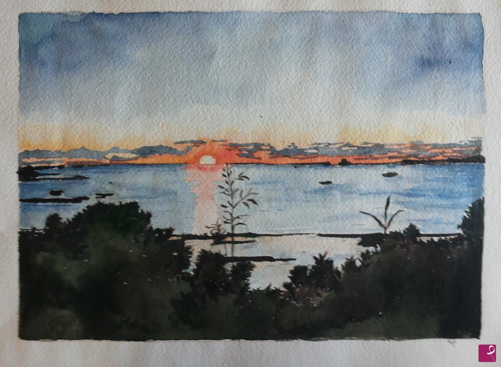 quadri in vendita online - tramonto allo Stagnone