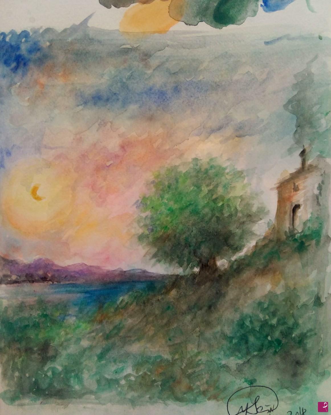 quadri in vendita online - Tramonto autunnale 
