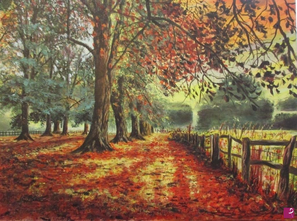quadri in vendita online - Tramonto autunnale