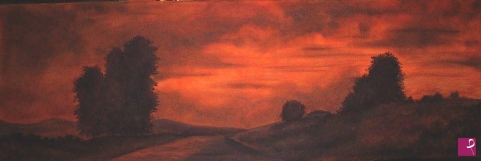 quadri in vendita online - Tramonto campagna