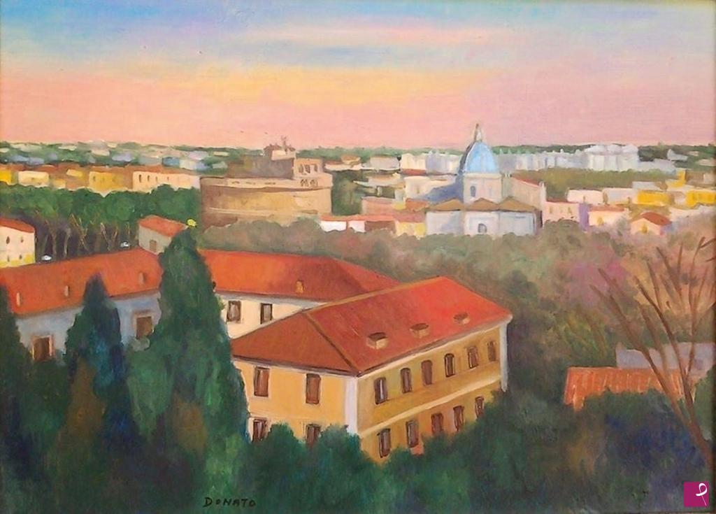 quadri in vendita online - Tramonto dal Gianicolo