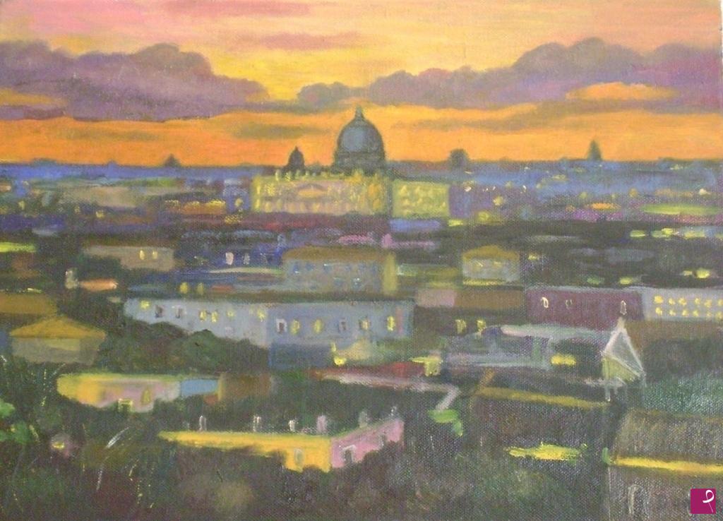 quadri in vendita online - Tramonto dal Pincio