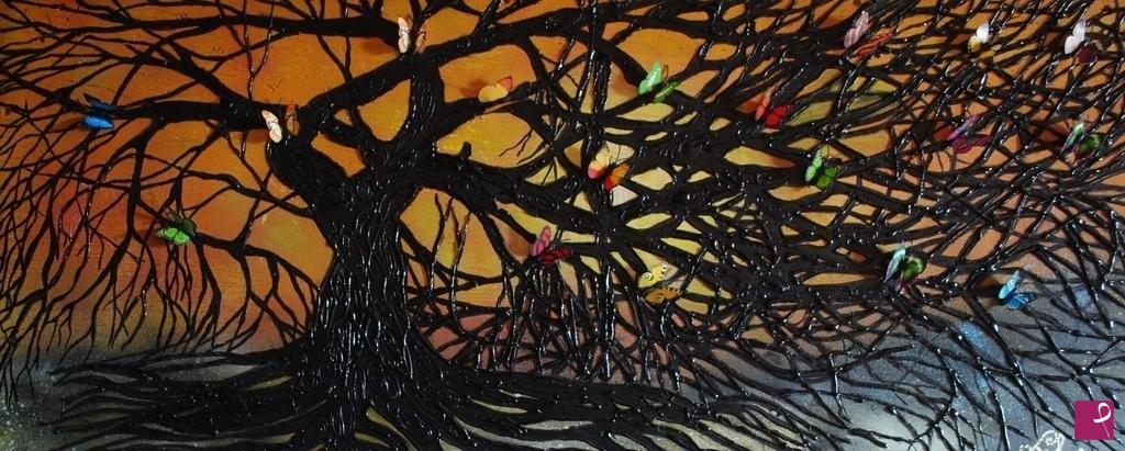 quadri in vendita online - TRAMONTO DELLE FARFALLE 