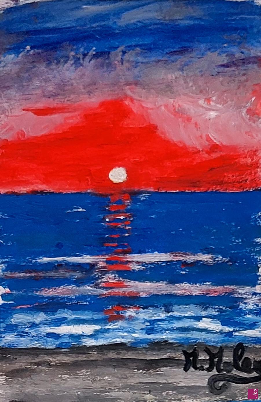 quadri in vendita online - Tramonto di fuoco a Pozzuoli 