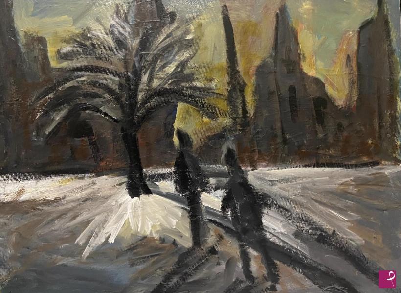 quadri in vendita online - Tramonto d’inverno 