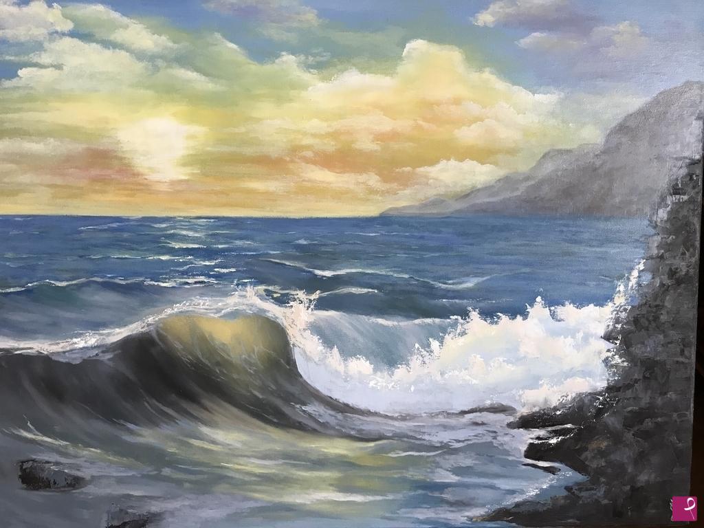 quadri in vendita online - Tramonto e mare