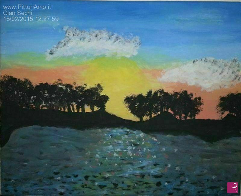quadri in vendita online - Tramonto estivo