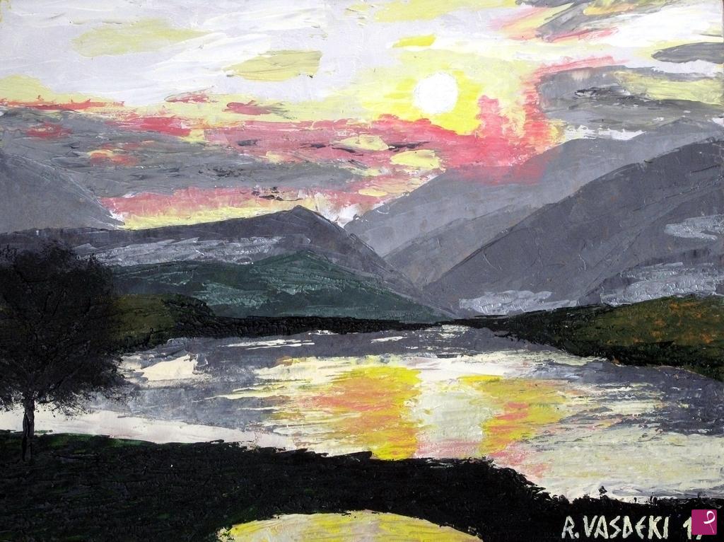 quadri in vendita online - TRAMONTO FRA I MONTI