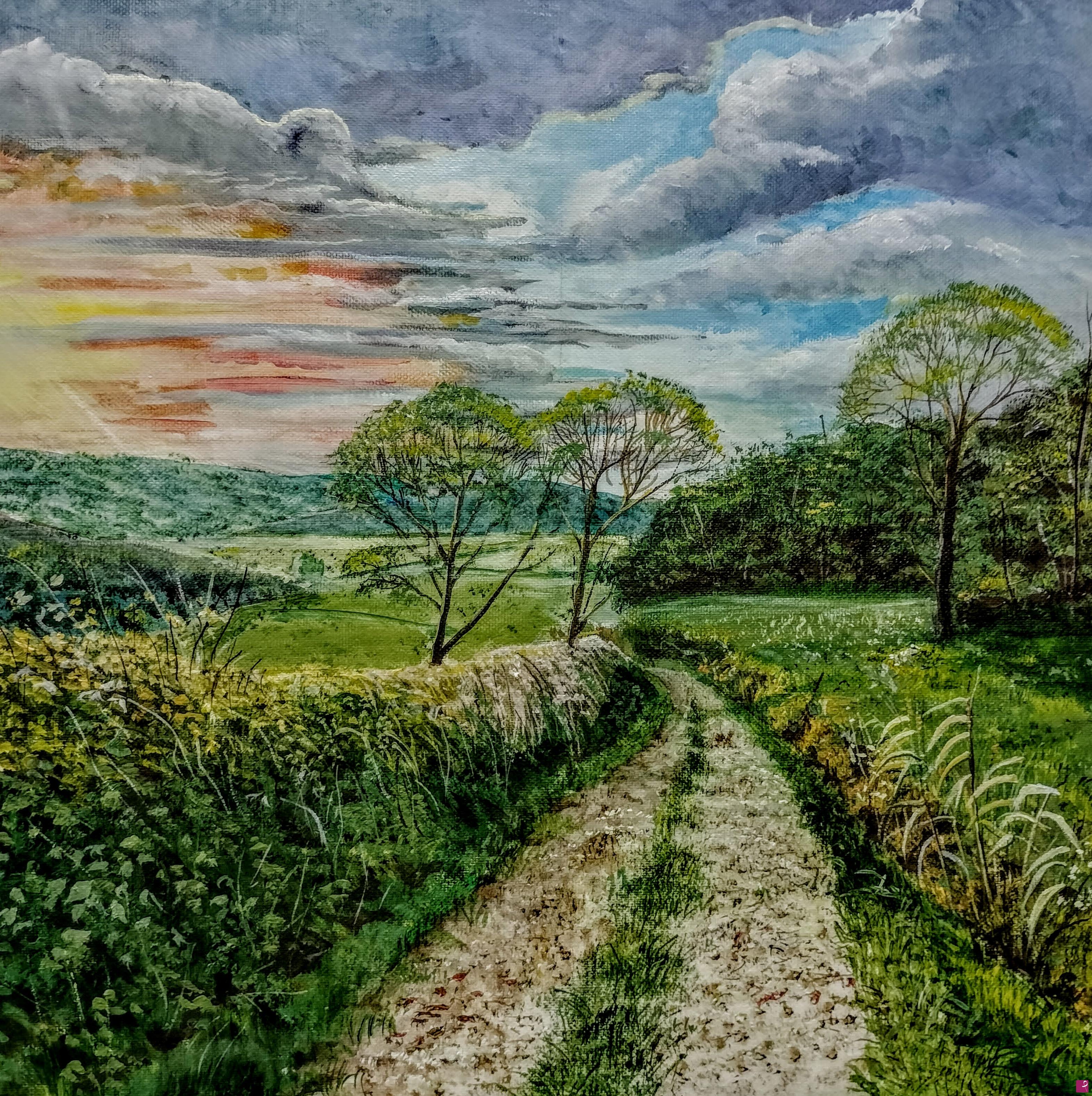 quadri in vendita online - Tramonto in collina