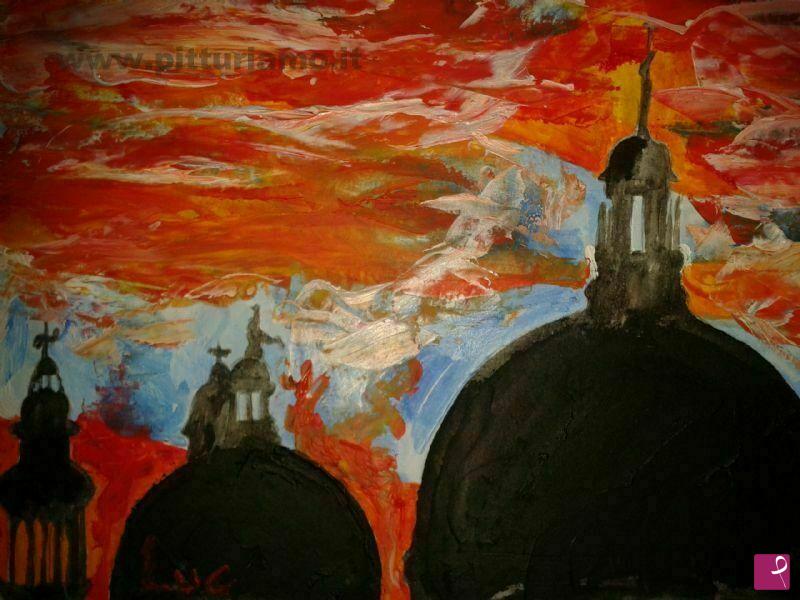 quadri in vendita online - tramonto in cupola veneziana