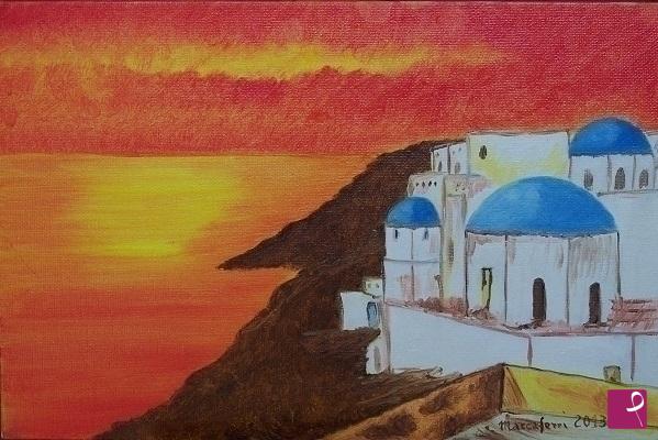 quadri in vendita online - Tramonto in Grecia