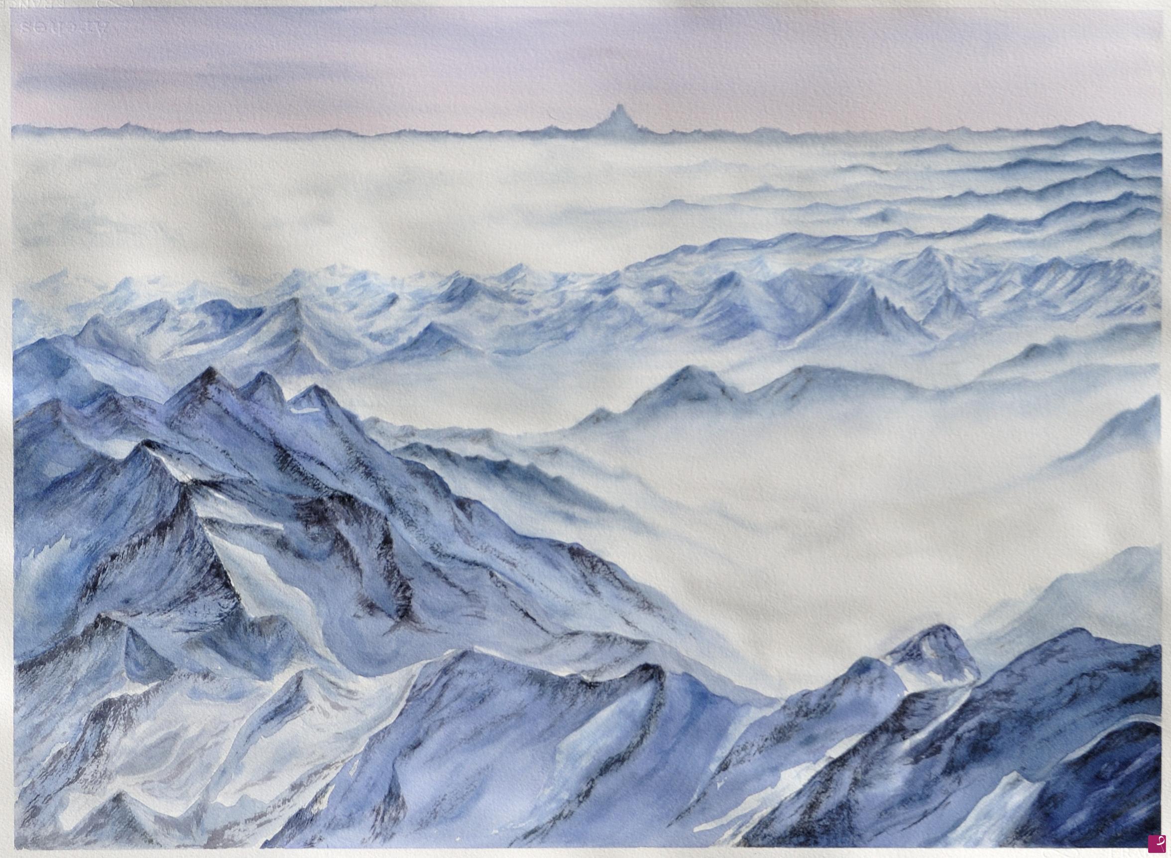 quadri in vendita online - Tramonto in montagna