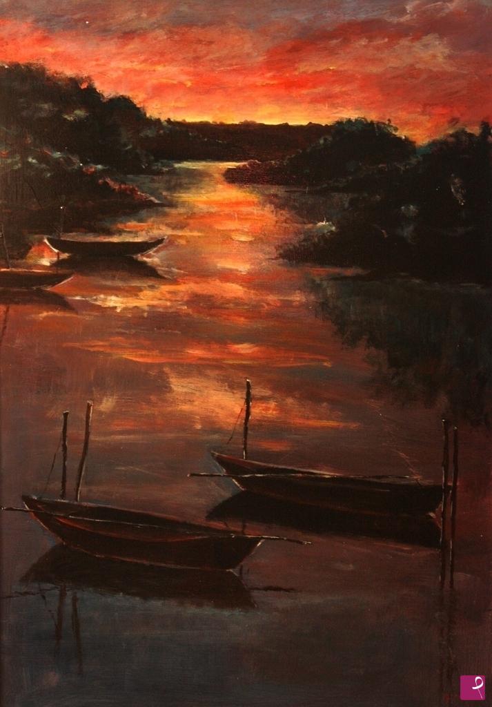 quadri in vendita online - Tramonto in padule (2)