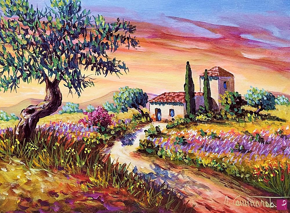 quadri in vendita online - Tramonto in Toscana  - www.paesaggicammarata.it