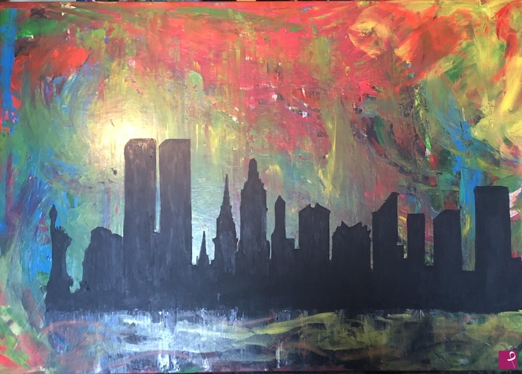 quadri in vendita online - Tramonto in una vecchia new york
