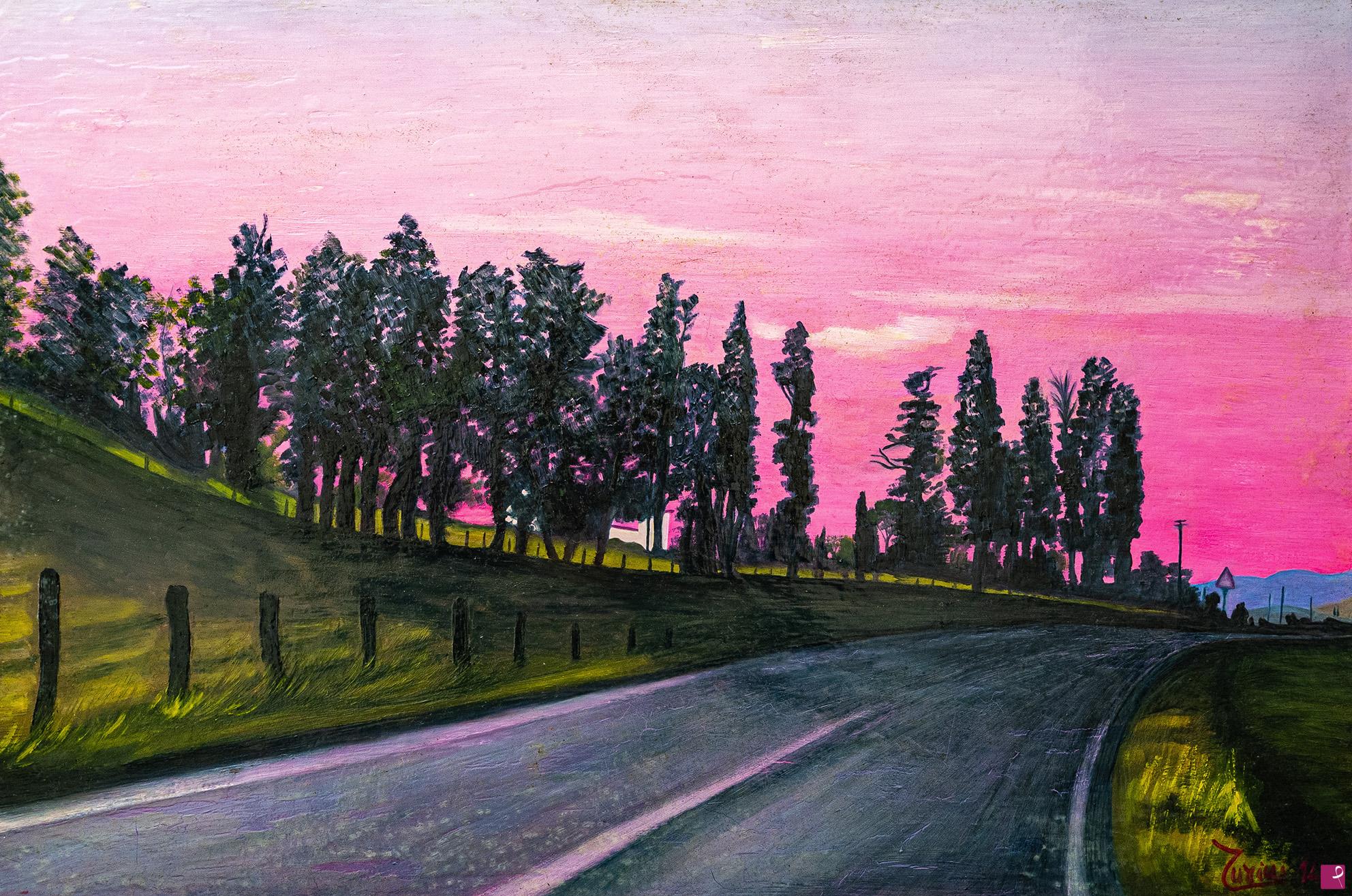 quadri in vendita online - Tramonto in Valdera