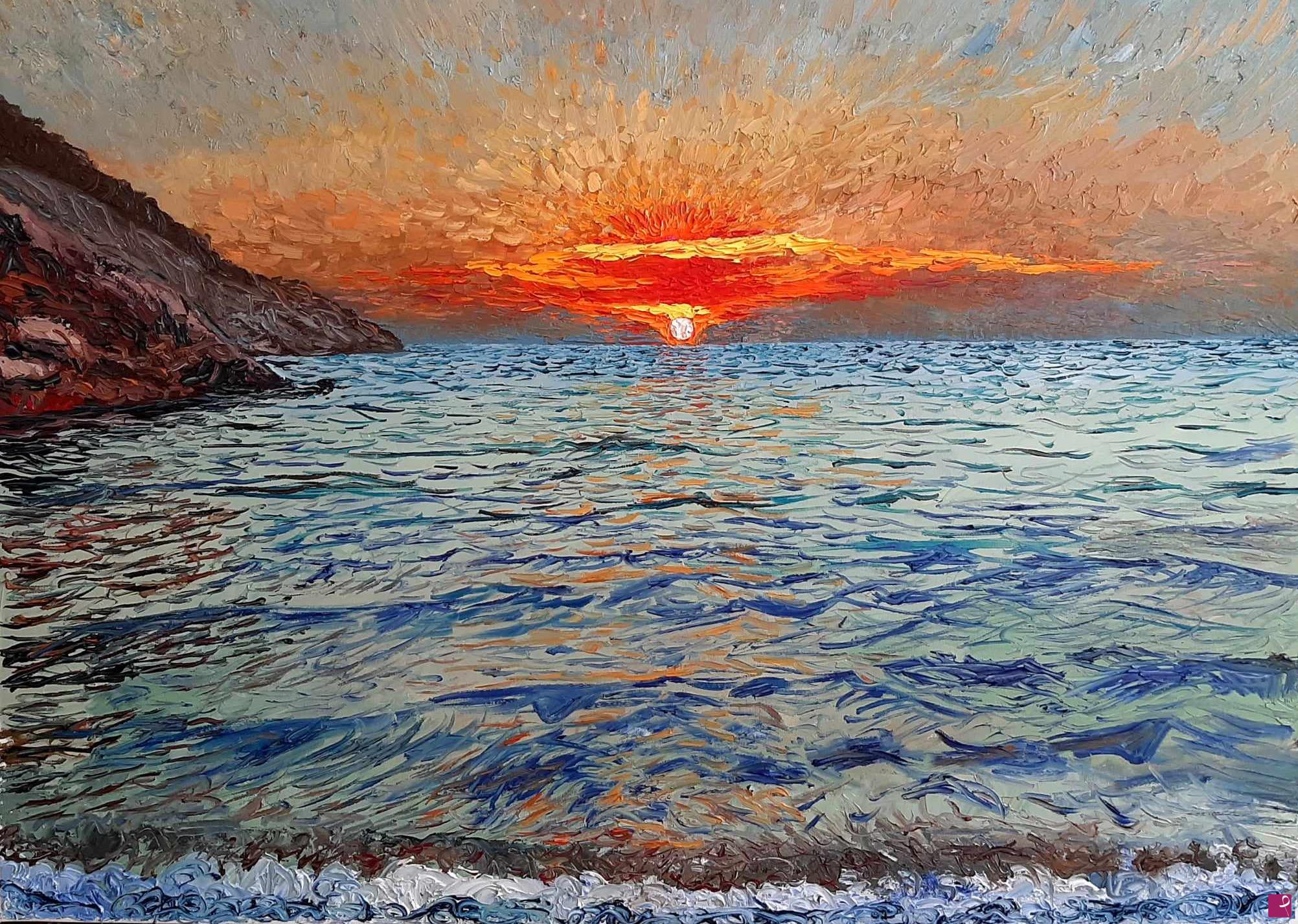quadri in vendita online - Tramonto infuocato