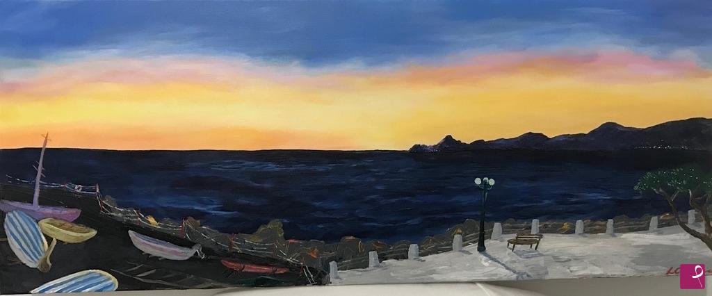 quadri in vendita online - Tramonto invernale