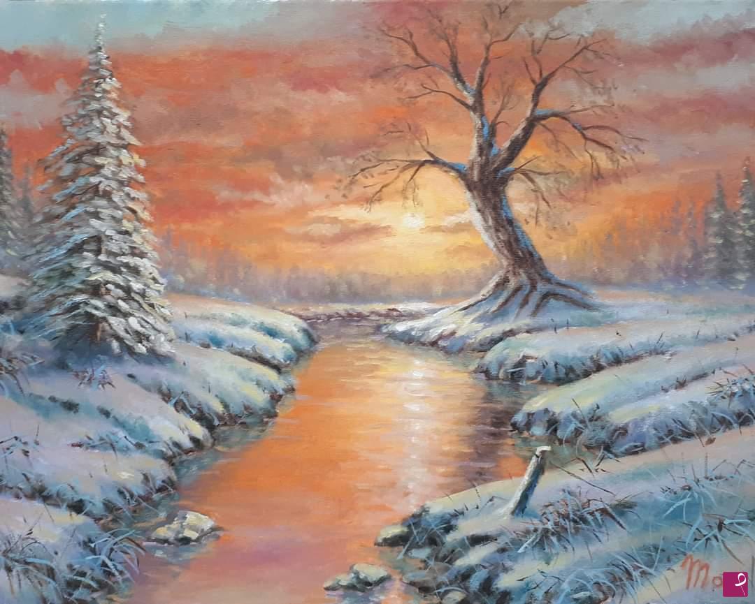 quadri in vendita online - TRAMONTO INVERNALE 