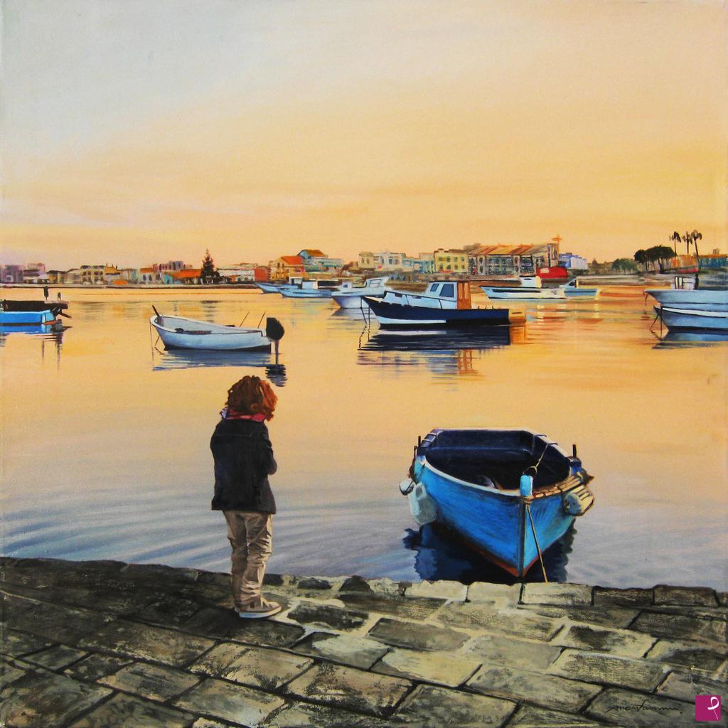 quadri in vendita online - TRAMONTO INVERNALE SUL PORTICCIOLO DI MARZAMEMI